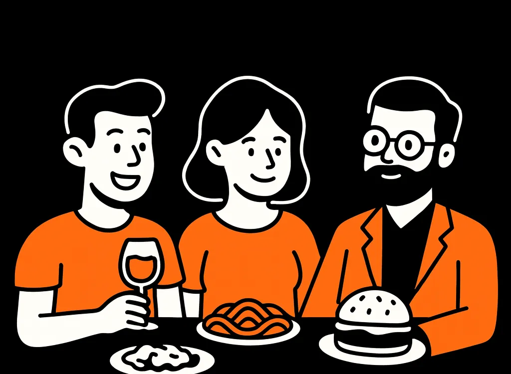 A family sharing dinner at La Tavola Beirut