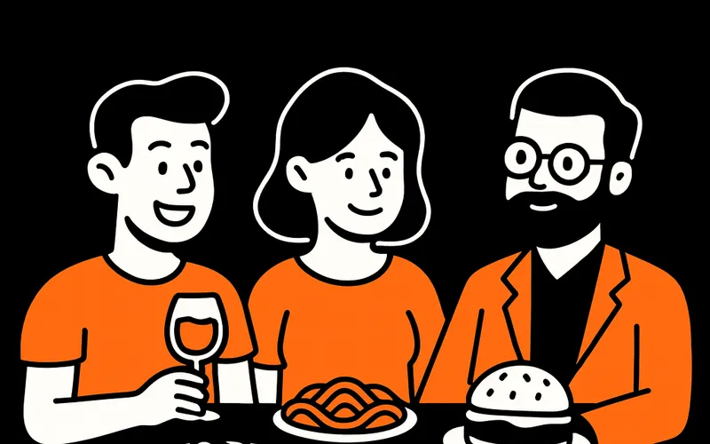 A family sharing dinner at La Tavola Beirut